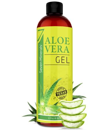 Organic Aloe Vera Gel with Pure Aloe From Freshly Cut Aloe Plant, Not Powder - No Xanthan, So It Absorbs Rapidly With No Sticky Residue - Big 12 oz 12 Ounce (Pack of 1)