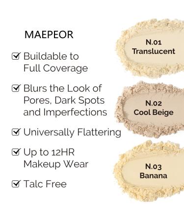 MAEPEOR Loose Face Powder - Matte Oil-control Setting Powder for Smooth, Lightweight & Poreless Finish - Includes Powder Puff - 0.49 OZ Translucent - Buy Online on GoSupps.com