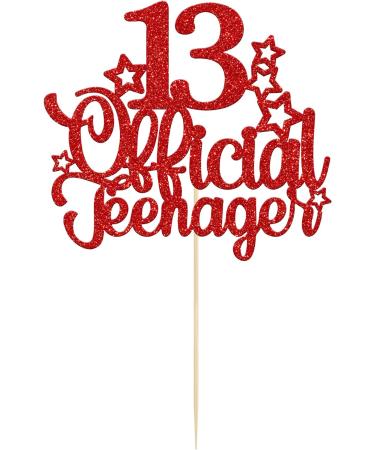 1 Pack 13 Official Teenager Cake Topper Red Glitter Number 13 Cheers to 13 Cake Topper 13th Birthday Cake Pick Decorations for Teen 13th Birthday Party Decorations Supplies - Buy Online on GoSupps.com