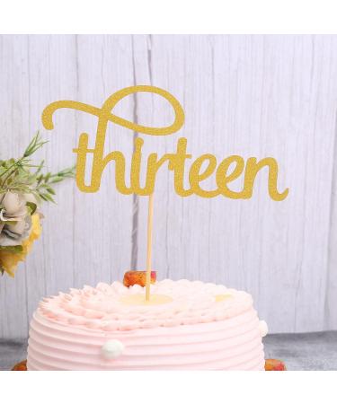 Gold Thirteen Birthday Cake Topper - Single-Side Gold Glitter 13th Birthday Party Decoration 13th Anniversary Party Decoration Supplies Boy/Girl's 13 Years Old Birthday Cake Sign Thirteen 13 - Buy Online on GoSupps.com