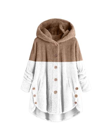 Hanxiulin fleece plush jacket fluffy warm zipper wool jacket women cardigan on both sides transition jacket casual fashion plush jacket windproof autumn coat women winter 4xl khaki