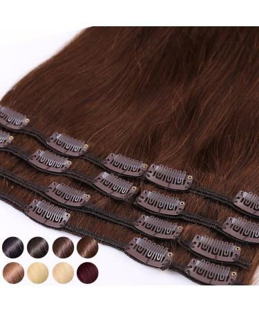 Real Remy Human Hair Extensions Clip In Extensions Human Hair Extension 8pcs 18clips 90g-40cm (#4 Medium Brown)
