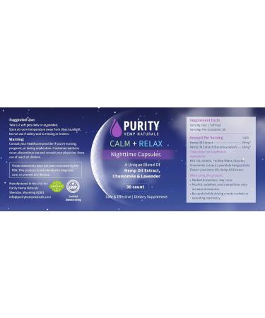 Generic Purity Hemp Naturals | Calm + Relax Nighttime Capsules 30 Count (Pack of 1) Clear - Buy Online on GoSupps.com