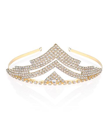 Gold Crowns Crystal Tiaras Bride Wedding Hair Jewelry Women 30th Birthday Party Head Ornaments