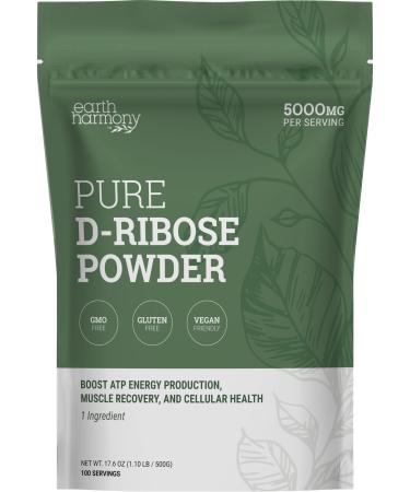 Earth Harmony D-Ribose Powder 5000mg - Great for Exercise Performance Post-Workout and Heart Health - Similar to D Ribose Capsules - 17.6 Oz