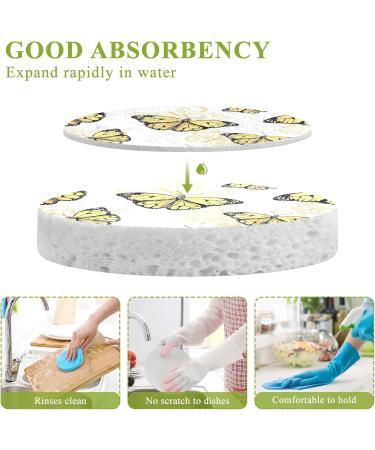 3-Pack Cleaning Kitchen Sponges Oval Seamless Pattern of Butterflies Kitchen Cellulose Dishwashing Wood Pulp Cotton - Buy Online on GoSupps.com
