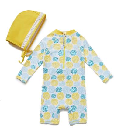 Bonverano Baby Girls Long-Sleeve Lemon Swimsuit | UPF 50+ Sun Protection | 18-24 Months - Buy Online on GoSupps.com