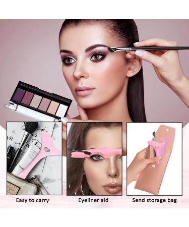 3Pcs Reusable Eyeliner Stencils & Silicone Brush - Multipurpose Eye Makeup Tool for Winged Eyeliner Mascara & Lip Liner (Pink) - International Shipping Available - Buy Online on GoSupps.com