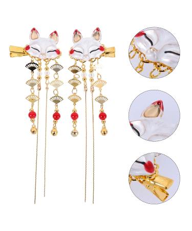 Lurrose 2Pcs Japanese Geisha Hair Clips | Vintage Chinese Tassel Hairpins | Bridal Kimono Hanfu Accessories for Women & Girls - Buy Online on GoSupps.com