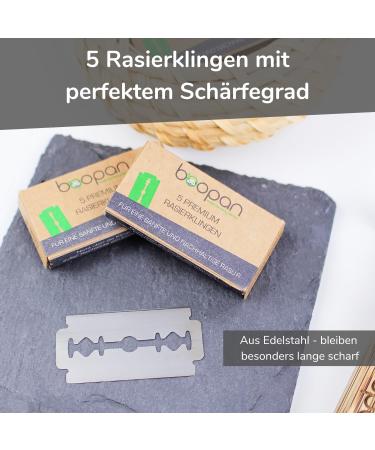 BOOpan Premium Razor Hobel Set - Eco-Friendly Bamboo Shaving Kit for Men & Women | Includes Razor Blades Stand & eBook - Perfect Gift Set - Buy Online on GoSupps.com