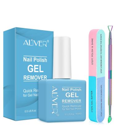 Gel Nail Polish Remover Kit Gel Polish Remover with Nail Polish Peeler Scraper and Nail File Buffer Easily Removes Gel Polish in 2-5 Minute 15.00 ml (Pack of 1)