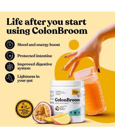 ColonBroom Psyllium Husk Powder with Stevia (Tropical Fruits) - Colon Cleanse for Bloating Relief & Gut Health - Colon Broom Fiber Powder Drink - Vegan Fiber Powder Stevia Supplement 50 Servings 9.86 Ounce (Pack of 1) - Buy Online on GoSupps.com