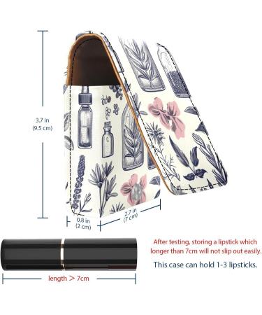 Buy Leather Lipstick Case Organizer with Mirror Mini Lipstick Holder Bag for Travel | Cartoon Bottle Leaf Plants Design - Buy Online on GoSupps.com