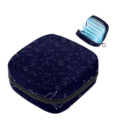 MUOOUM Colored constellations zodiac signs Women's bonds storage bag menstrual pad bag portable menstrual cup pocket with zipper for teenagers girls women color 1