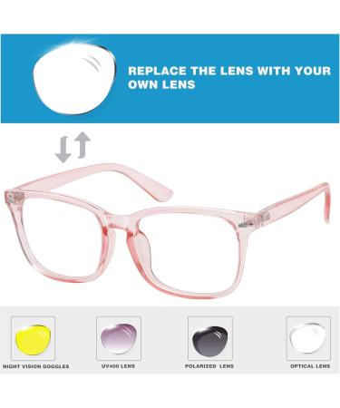 Buy Unisex Blue Light Filter Glasses - Nerd Style Non-Prescription Clear Lens in Black Clear and Pink - Buy Online on GoSupps.com