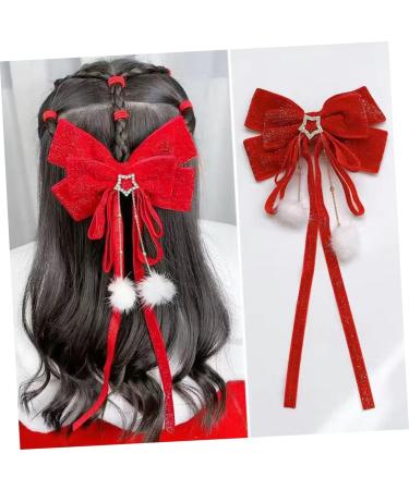 minkissy Hairpin Hair Bow for Women Bow Barrettes Women Bowknot Barrette Satin Bow Hair Barrette Hair Accessories for Girls Red Christmas Bow Bows for Women Child Princess Metal Headband - Buy Online on GoSupps.com