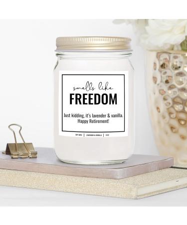 YouNique Designs Happy Retirement Candle for Women - 8 Oz All Natural Soy Aromatherapy | Humorous Gift for Coworkers - Lavender & Vanilla Scent - Buy Online on GoSupps.com