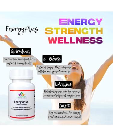 Energy Plus Superfood Capsules - Natural Energy Boost 120 Count | Boost Your Vitality - Buy Online on GoSupps.com