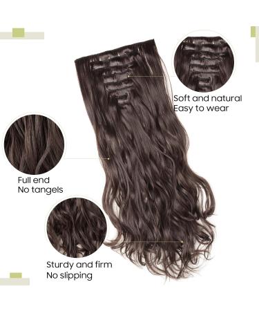 S-noilite 17 Full-Head Clip-In Wavy Hair Extensions - Dark Brown Dip Dye | 8pcs 43cm Long Hair Extensions - Buy Online on GoSupps.com