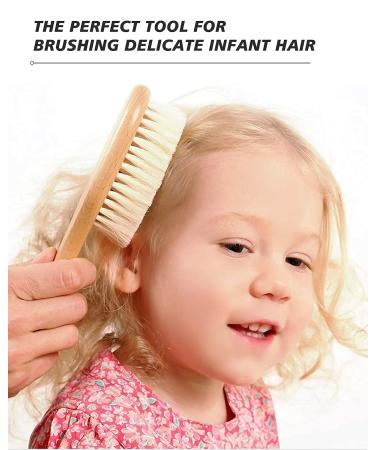 2 Pcs Natural Soft Baby Hair Brush Set with Wooden Handle - Gentle Goat Bristles for Newborns & Toddlers - Buy Online on GoSupps.com