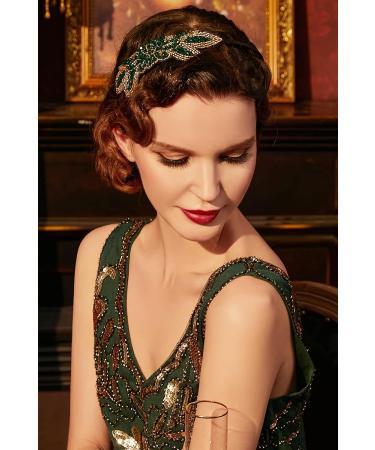 BABEYOND Flapper Headband 1920s Art Deco Rhinestone Hair Accessories - Green - Buy Online on GoSupps.com