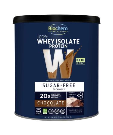 Biochem 100% Whey Isolate Protein - Sugar Free - Chocolate Flavor - 24.9 oz - Pre & Post Workout - Meal Replacement - Keto-Friendly - 20g of Protein. Chocolate 1.55 Pound (Pack of 1)