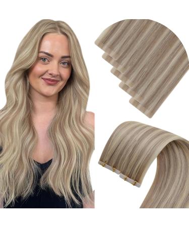 Laavoo Real Hair Tape Extensions Blonde Highlight Seamless 35cm #P18/613 | 5pcs Virgin Ash Blonde HairExtensions - Buy Online on GoSupps.com