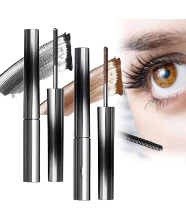 2 Pcs Amewix Mascara Amewix Curling Mascara Amewix Lashes Mascara Waterproof Silk Fiber Mascara Amewix 3D Curling Eyelash Iron Mascara Long-Lasting Curl & Volume (Black-+Brown)
