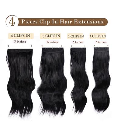 Dylanm Black Hair Extensions - 20 Inch Long Wavy Synthetic Clip-In Hairpieces for Women - Buy Online on GoSupps.com