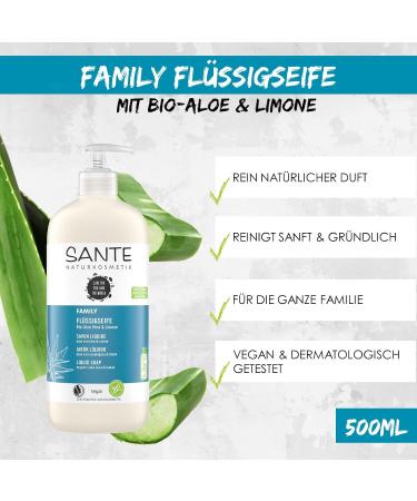 Sante Natural Cosmetics Antibacterial Liquid Soap 500ml with Bio-Aloe Vera & Lime | Nourishing Hand Soap for Mild Cleaning - International Shipping Available - Buy Online on GoSupps.com