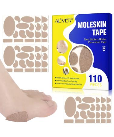 Moleskin Tape for Feet Heel Stickers for Shoes Moleskin Adhesive Pads Anti-wear Heel Pads for Feet Fabric Padding Blister Prevention Padding Avoid Skin Blister Foot Protection for Heels(110 Pieces)