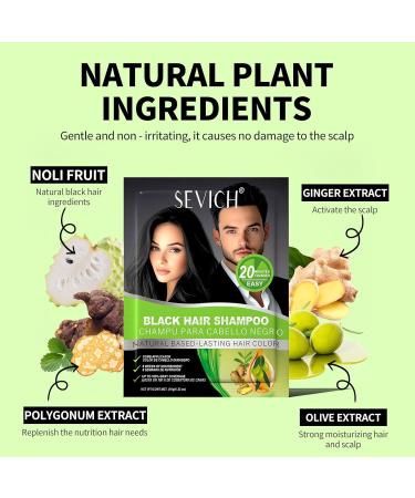 SEVICH Black Hair Shampoo Instant Black Hair Dye Natural Ingredients Hair Shampoo Hair Strength Restoring Conditioner 5 Minutes Gray Cover 250 ml - Buy Online on GoSupps.com