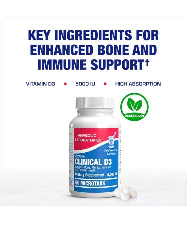 High Strength Vitamin D3 5000 IU - Clinical Formula Vitamin D Supplement for Men and Women for Bone Teeth Muscle Mood and Immune Support - High Absorption Vegetarian Microtabs (60 Day Supply) - Buy Online on GoSupps.com