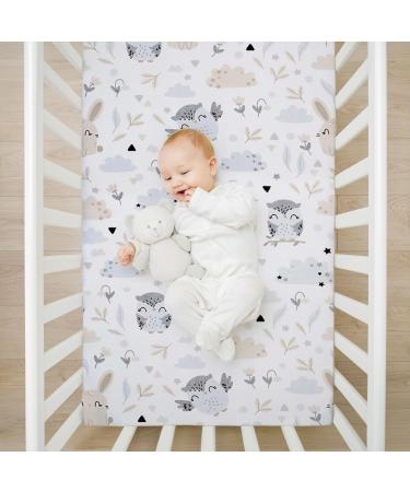Baby Bed Stroller Bassinet Sheet Set - 2 Covers + 1 Waterproof Mattress Protector - 83x50 cm Owl Gray - Buy Online on GoSupps.com