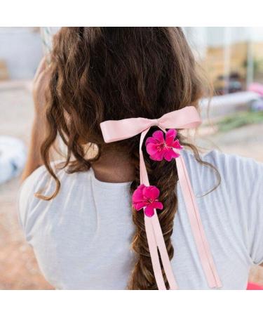 4pcs Hair Bows for Women Ribbon Long Tail Bowknot Hair Clips Elegant Tassel Hair Bow Clips Ponytail Holder Hair Accessories - Buy Online on GoSupps.com