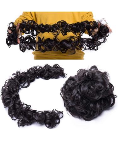 Long Fluffy Messy Bun Hair Piece Scrunchy DIY Wrap around Touseld Updo Hair Extensions Ponytail Curly Wavy Chignon Hairpieces Dark Brown Dark Brown 85 g - Buy Online on GoSupps.com