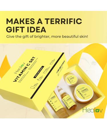 Vitamin C Skincare Set - Hydrating Cleanser Exfoliating Scrub Face Cream & Anti-Aging Serum - Brighten Dull Skin & Reduce Wrinkles - Travel Kit for Youthful Complexion - Buy Online on GoSupps.com