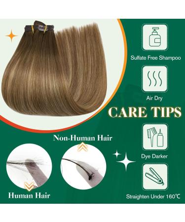 Easyouth Remy Clip In Hair Extensions - 22 Honey Blonde & Medium Brown Balayage 120g 7PCS for Easy Volume & Length - Buy Online on GoSupps.com