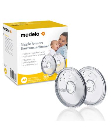 Medela Nipple Formers - Shape inverted or flat nipples to prepare for breastfeeding BPA free one size fits all pack of 2