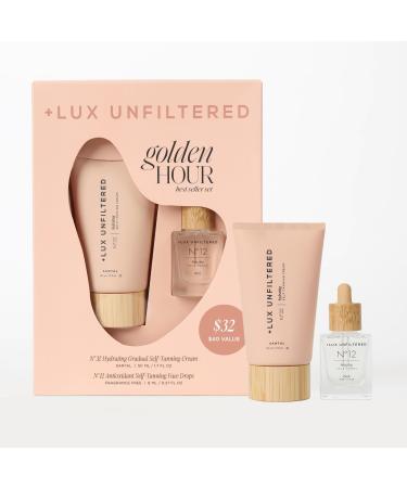 + Lux Unfiltered Mini Golden Hour Set - Includes Best Sellers N 32 Gradual Self Tanner Santal 1.7 fl oz & N 12 Face Tanning Drops 0.27 fl oz - Trial Size Self Tanner - Vegan & Cruelty Free