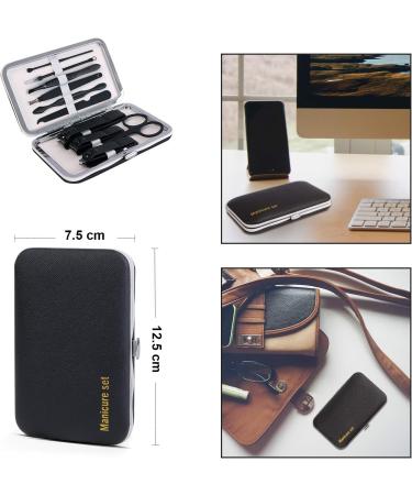 Professional 10pcs Manicure Set - Stainless Steel Nail Clippers & Pedicure Tools for Travel (Black/White) - Buy Online on GoSupps.com