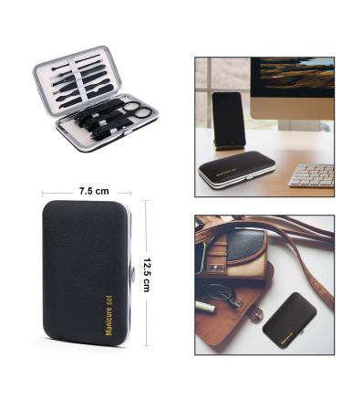 10-Part Manicure Set & Pedicure Kit - Nail Scissors Clippers & Travel Beauty Set (Black) - Buy Online on GoSupps.com