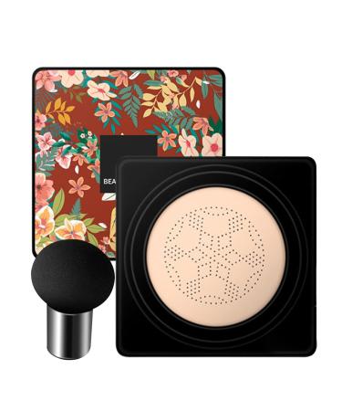 Mushroom Head Air Cushion Cc Cream - Moisturizing Full Coverage Foundation BB Cream | Long Lasting Makeup Foundation Concealer | Air Cushion Makeup Base Primer With Mushroom Head Brush