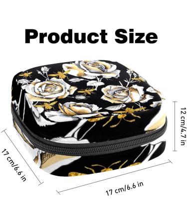 MUOOUM Gold Rose Flower Bees Pattern Sanitary Napkin Storage Bag - Portable Period Bag for Women, Teen Girls - Menstrual Cup Pouch, Nursing Pad Holder - Multi-Colored 8 - Buy Online on GoSupps.com