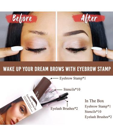 Long Lasting Eyebrow Stamp Stencil Kit with 10 Styles Reusable Stencils - Light Brown | Waterproof Brow Shaping Tool Kit - Buy Online on GoSupps.com