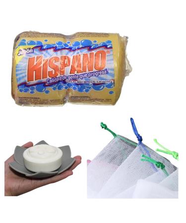 Green Hills Hispano Bar Soap with Lotus Soap Dish and Nylon Soap Saver Pouch