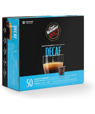 Caff Vergnano 1882 - spresso Capsules Caf Compatibles avec Nespresso et Compostables Decaffeinato - Pack de 50 Capsules - Buy Online on GoSupps.com