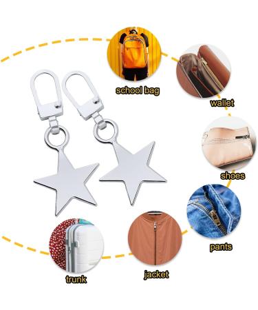 10-Pack Zinc Alloy Star Shaped Zipper Pulls - Metal Replacement Set for Clothing Bags & Suitcases - Silver - Buy Online on GoSupps.com