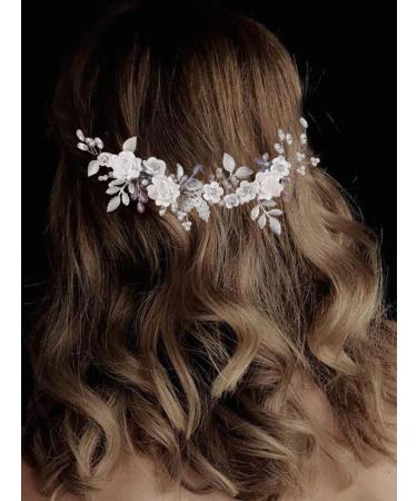 Catery Silver Bridal Hair Vine with Blue Rhinestones - Wedding Headband for Women and Girls - Buy Online on GoSupps.com