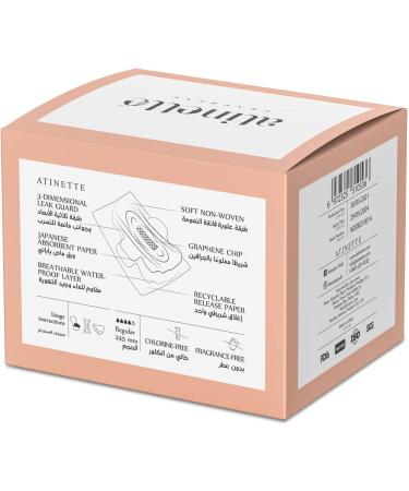 ATINETTE Premium Graphene Cotton Pads for Women - Pack of 10, 245mm with Wings - Super Absorbent Unscented Sanitary Napkins for Moderate Flow - Buy Online on GoSupps.com